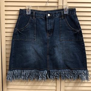 Hayden denim skirt with fringe